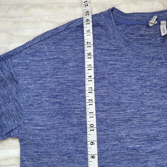 4/25$ Z By Zella Heathered Blue Crew Neck Long Sleeve Athletic Top Womens Medium - Picture 6 of 7